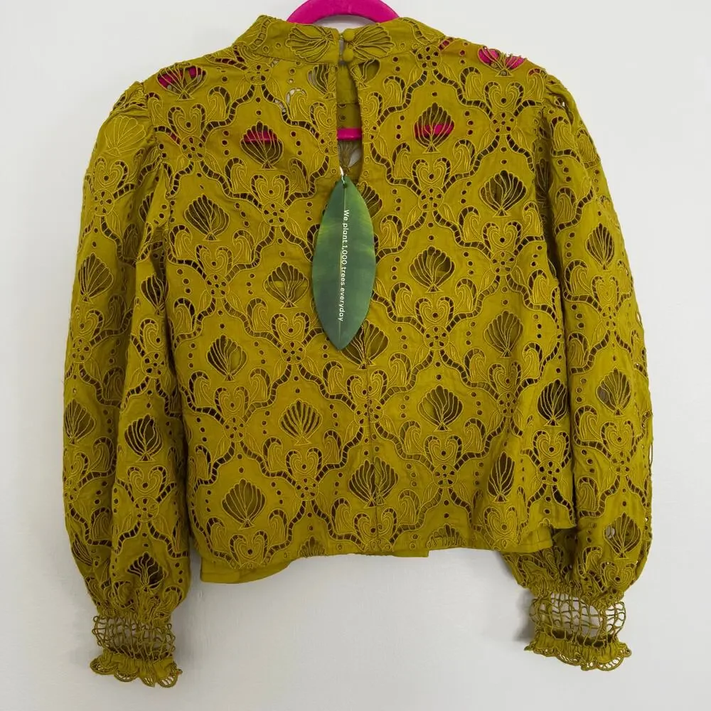 Farm Rio Yellow Lace Blouse